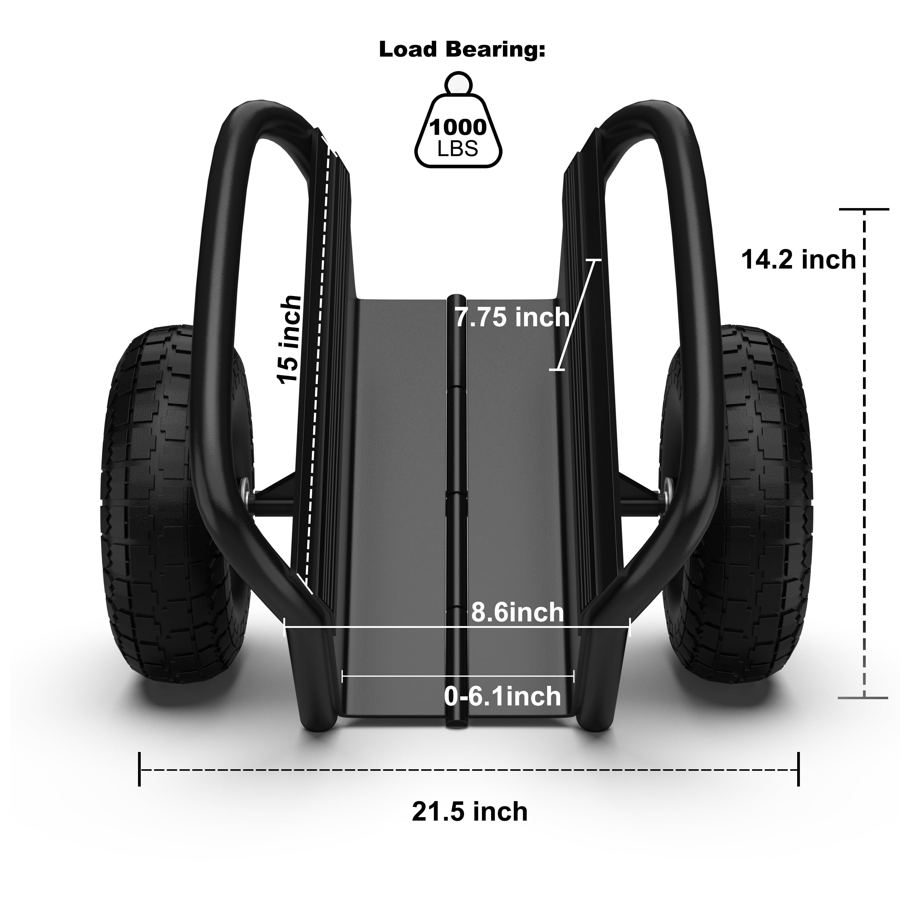 Miniyam Panel Dolly, 1000LBS Capacity, 2-Wheel Adjustable Clamp Cart for Slab Material Handling, Black