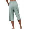 thumbnail image 3 of Dellytop Womens Casual Elastic Waist Solid Color 3/4 Summer Capri Pants, 3 of 5