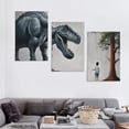 thumbnail image 4 of ONETECH Dinosaur Room Decor for Bedroom Kitchen Bathroom Painting Wall Art Print Poster, Lovely Baby Boy Touching Trex Dinosaur in The Forest Canvas Art Home Office Apartment Decor12''x16''X3 Panels, 4 of 4