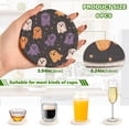 thumbnail image 2 of Yayeee 6 PCS Drink Coasters with Holder Set Woven Absorbent Round Tabletop Hot Pad, Orange Halloween Ghosts, 2 of 7