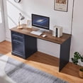 thumbnail image 6 of Zethvax 60" Farmhouse Executive Desk with Charging Station,Home Office Desk with 2 Drawers &1 File Cabinet,Fluted Computer Desk for Office and Home (Blue), 6 of 7