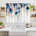 thumbnail image 2 of Navy Blue Spring Floral Kitchen Curtains Window Panels, Farmhouse Butterfly Insulated Window Treatment Curtain, Grommet Curtains for Bedroom/Living Room/Bathroom, 2 Piece 52"Wx72"L, 2 of 8