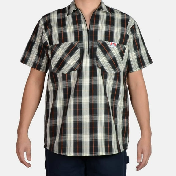 Ben Davis Half Zip Short Sleeve Plaid