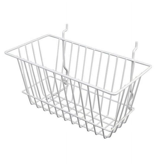 Econoco BSK17-W 12 x 6 x 6 in. Narrow Basket White - Semigloss Pack of 6