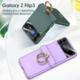 thumbnail image 3 of SaniMore Case for Samsung Galaxy Z Flip 3 6.7" 2021, Hinge Protection All-inclusive 360 Degree Rotating Metal Ring/Kickstand Wireless Charigng Lens Film Folding Case for Galaxy Z Flip 3, Purple, 3 of 8