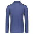 thumbnail image 3 of AKA Men's Solid Polo Shirt Classic Fit - Pique Chambray Collar Comfortable Quality Heather Blue-Long Sleeve Large, 3 of 4