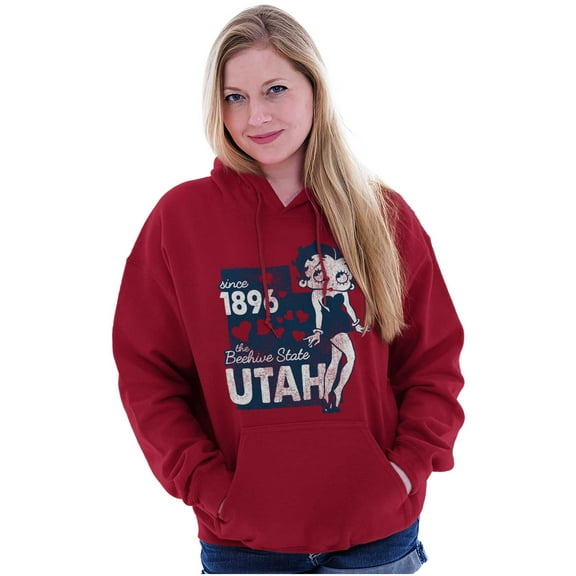 Vintage Betty Boop Utah State Outline Hoodie Sweatshirt Women Brisco Brands S
