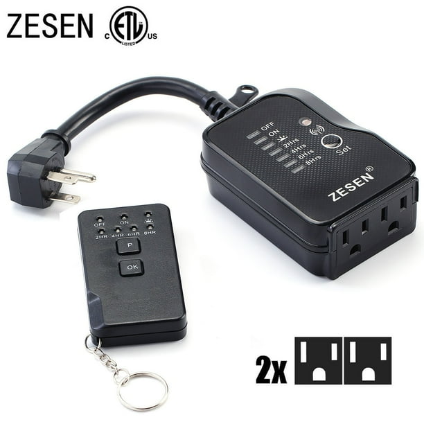 ZESEN Outdoor/Indoor Dual Outlet Timer Heavy Duty Photocell Light