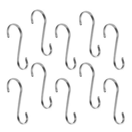 

10 PCS Stainless Steel Hook Clothes Hooks Hanger Pan Hangers Kitchen Wall Metal
