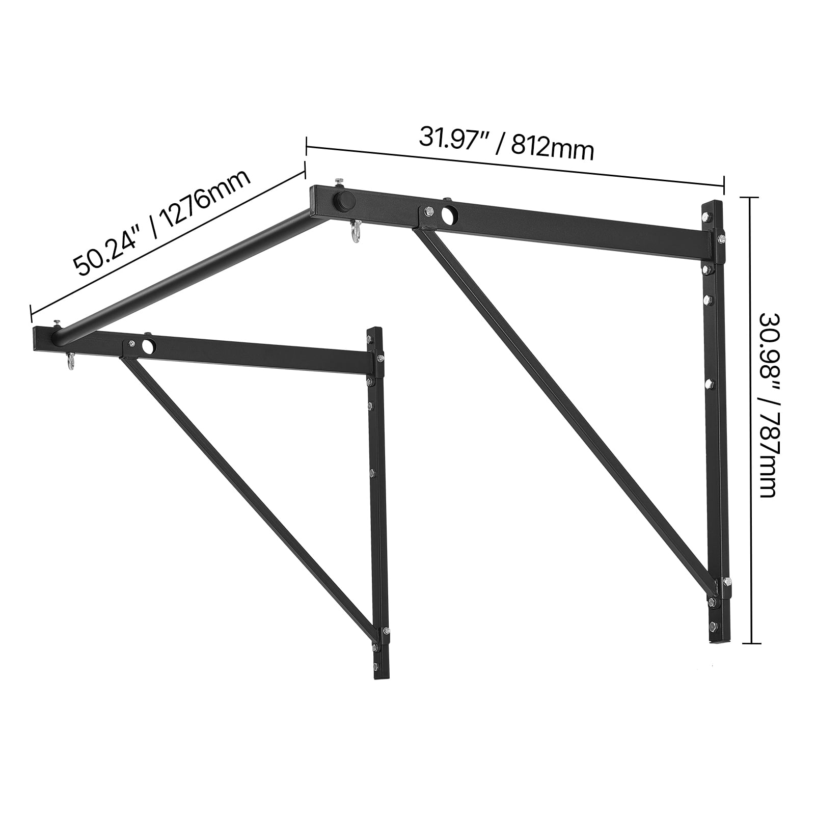 VEVOR Pull Up Bar, 50 in Width Wall Mounted Pull Ups, Adjustable Depth 22" or 30" from Wall, Heavy Duty Steel Upper Body Workout Bars, 440 lbs Weight Capacity Chin Up Training Station, for Home Gym