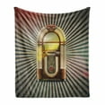 thumbnail image 1 of Jukebox Soft Flannel Fleece Throw Blanket, Retro Vintage 50s Pin up Inspired Striped Backdrop Old Music Box, Cozy Plush for Indoor and Outdoor Use, 50" x 60", Petrol Blue Beige, by Ambesonne, 1 of 6