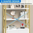 thumbnail image 3 of Dextrus 5 Tiers Bookshelf and Bookcase, Freestanding Book Shelves Display Rack with Storage Cabinet for Bedroom Living Room Office,White&Gold, 3 of 6