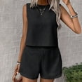 thumbnail image 1 of Qiopertar Vente de Liquidation Mode Femmes Décontracté Été Uni Col Rond Manches Courtes Haut + Short Ensemble Offres de la Semaine Moins de 5$, 1 of 9
