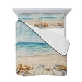thumbnail image 7 of Beach Coastal Twin Size Down Alternative Comforter, Lightweight Comforter Quilt Bedding Set with Pillow Shams Watercolor Ocean Waves Starfish Summer All Seasons Bed Comforter Duvet Insert 68"x86", 7 of 7