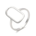 thumbnail image 3 of Non-Tarnish 304 Stainless Steel Hollow Rectangle Adjustable Ring for Women Stainless Steel Color US Size 6 1/4(16.7mm), 3 of 3