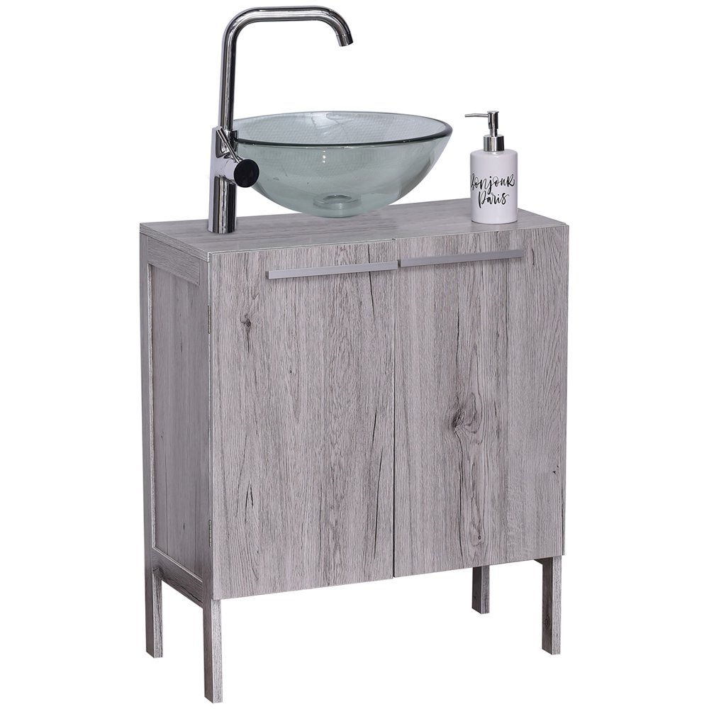 Non Pedestal Under Sink Storage Vanity Oslo 2 Doors Washed Gray Oak