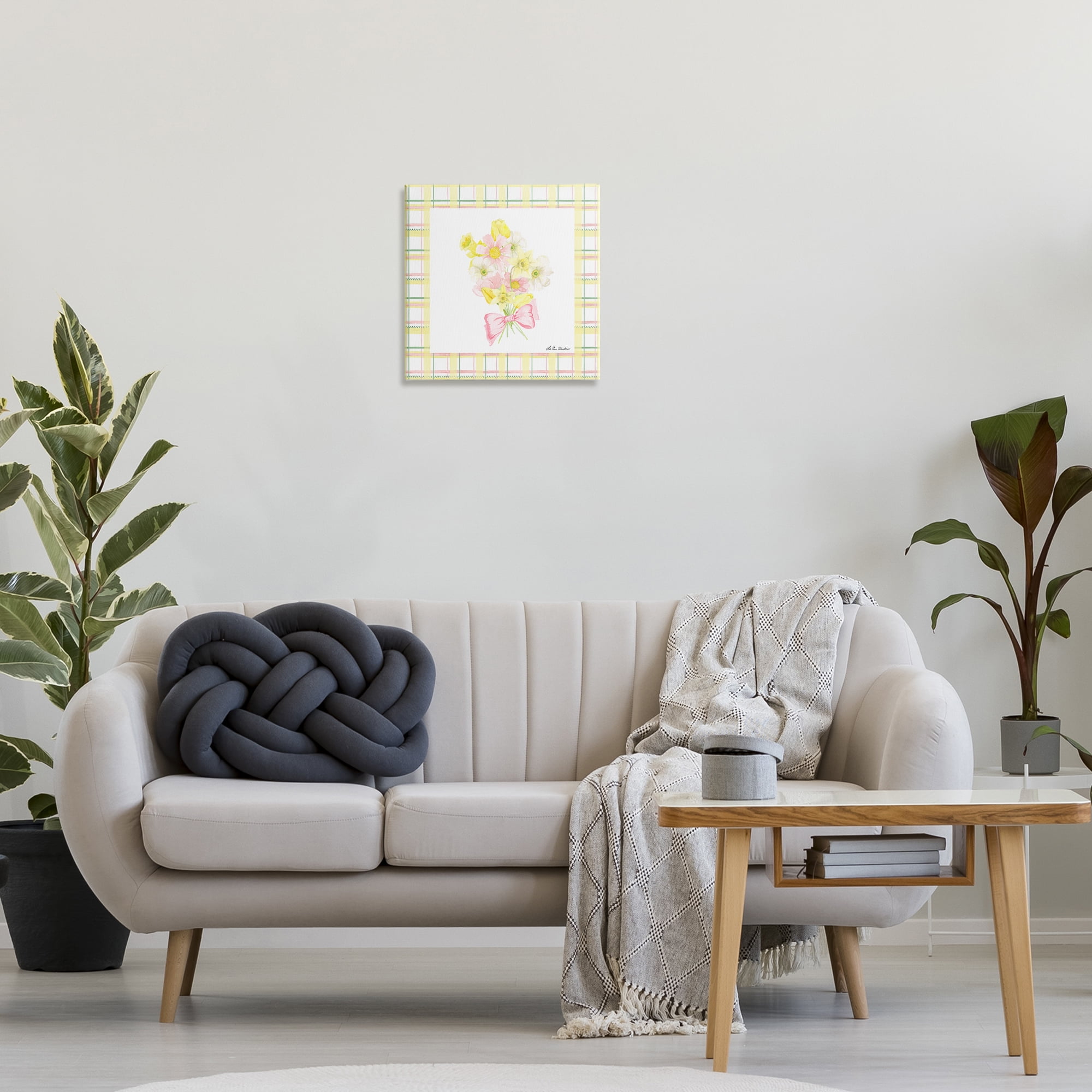 Spring Daffodils on Plaid Canvas Wall Art, design by Lee Ann Sanders