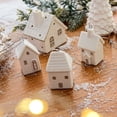 thumbnail image 4 of 2 piezas de árbol de Navidad de cerámica blanca, muñeco de nieve, casa de nieve, reno, árbol de Navidad de porcelana, figuras de árbol de Navidad para fiesta, decoración de interiores del hogar,, 4 of 5