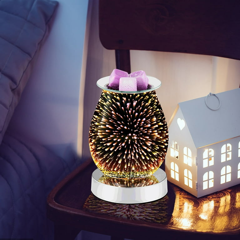 3D Glass Electric Wax Melt Warmer Candle Warmer Wax Burner Melter Fragrance  Warmer for Home Office Bedroom Living Room Gifts & Decor (3D Fireworks)