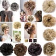 thumbnail image 1 of Real Natural Curly Messy Bun Hair Piece Scrunchie Hair Extensions as Human, 1 of 5