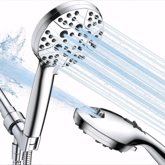 Scootworks Shower Head, 8 Spray Setting Detachable Shower Head with Handheld, HandHeld Shower Head for Bathroom Tub with Hose 59 inch Stainless Steel and Adjustable Holder