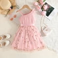 thumbnail image 7 of Tiijoy Little Girls One Shoulder Ruffle Mesh Dress Flower Embroidery Princess Dress, Sizes 5-6, 7 of 7