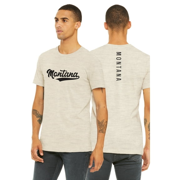 Daxton Adult Unisex Tshirt Montana Script with Vertical on the Back, Oat Black, M