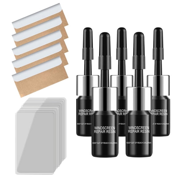 5Pcs Automotive Glass Nano Repair Fluid Auto Windshield Crack Chip Repair Resin Car Scratch Quick Remover,Black