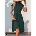 thumbnail image 2 of EASYBRA Pleated Dress Geometric Print Round Neck Short Sleeve Casual Beach Vacation Travel Dress Mid Length Pleated Skirt S–XL Multiple Colors, 2 of 7