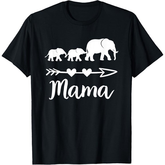 Mama Elephant 2 Babies Kids Mom of Two Cute Mothers Day T-Shirt