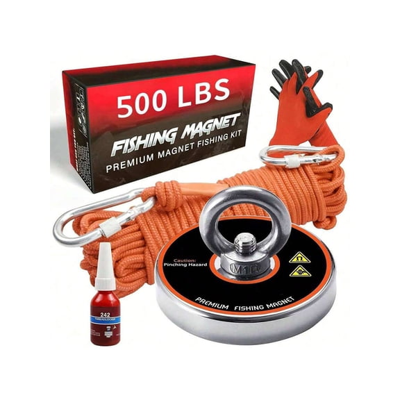 Super Strong Neodymium Fishing Magnets Kit, 500 LBS Pulling Force Magnet Fishing Kit, Diameter 2.36 Inch(60 Mm) Fishing Magnet For Retrieving In River And Magnet Fishing