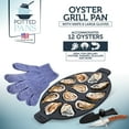 Potted Pans Cast Iron Oyster Grill Pan with Gloves and Knife, Seafood