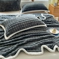 thumbnail image 3 of 39.37x27.55in Fleece Throw Blanket for Couch, Soft Warm Solid Color Blanket, Decorative & Giftable Striped Throw, Cozy Winter Blanket for Living Room & Bed, 3 of 5