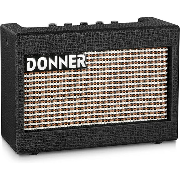 Donner Mini Electric Guitar Amp Wooden 3W Small Guitar Amplifier Desktop Practice Guitar Speaker, Portable and Compact M-3