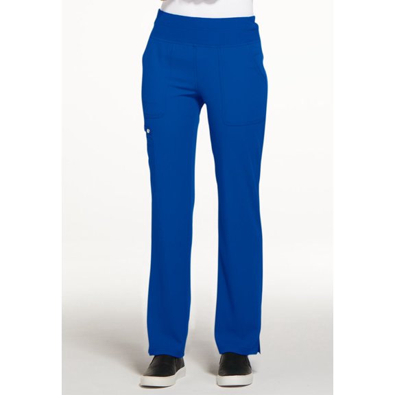 Elle Scrubs Pant for Women Mid Rise Straight Leg Pull-on EL130, L, Black