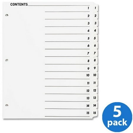 Sparco Data Indexes (5 Pack) Sparco, SPR05857, Quick Index Dividers with Table Of Content Page, 15 / Set ()