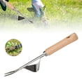 thumbnail image 1 of Herramienta de jardinería: Desmalezador de acero inoxidable con mango de madera, ideal para eliminar malezas en jardines pequeños y césped, resistente y fácil de usar., 1 of 7