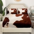 thumbnail image 4 of YST Cowhide Full Sheets Brown Beige Cow Printed Bed Set, Wildlife Hair Bed Sheets Set Western Aztec Sheet Set, Cowboy Cowgirl Bedding Set, 4 of 6
