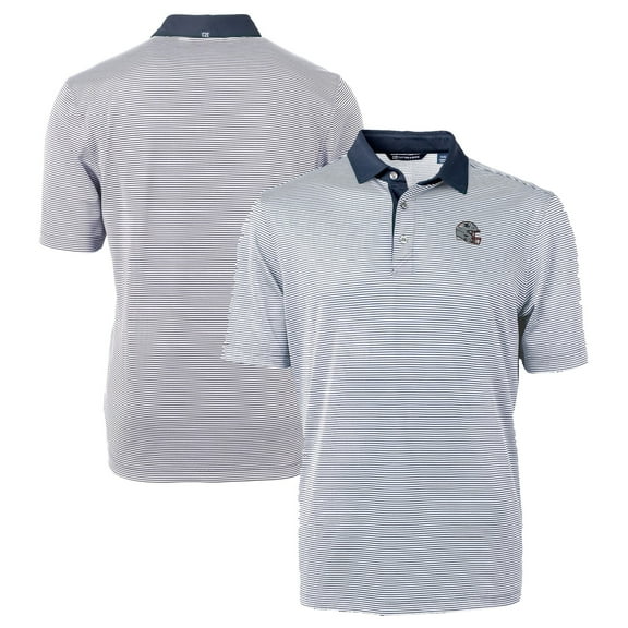 Men's Cutter & Buck Navy New England Patriots Big & Tall Virtue Eco Pique Micro Stripe Recycled Polo