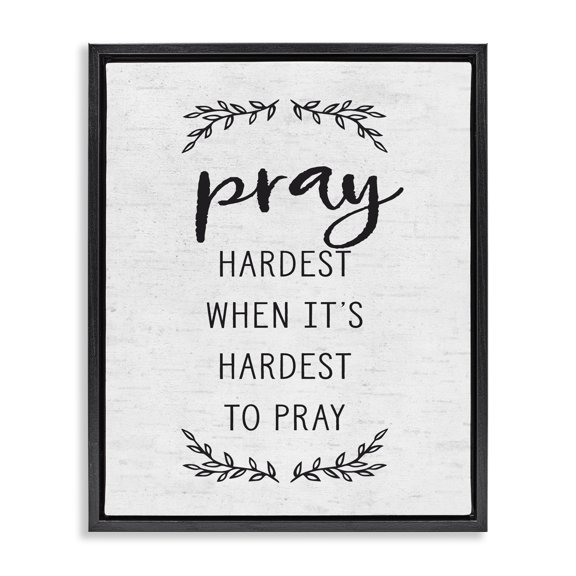 Stupell Industries Rustic Lodge Spiritual Prayer Uplifting Religious Quote Rustic Botanicals Black Floating Frame Canvas Art, 17 x 21, by Lettered and Lined