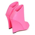 thumbnail image 4 of Miss L DG87 Women Leatherette Peep Toe Tailored Single Sole Wedge Bootie, 4 of 5
