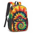 thumbnail image 2 of Green and Yellow Tie Dye Pattern 17" School Backpacks for Teens,Waterproof Oxford Fabric,S-Shape Padded Straps for School,Travel,Hiking,Camping, 2 of 6