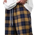 thumbnail image 6 of SAWOBUUN Men's Plaid Lounge Pants Wide Leg Drawstring Elastic Waist Loose Fit Casual Trousers Soft Sports Pajama Pants, 6 of 7