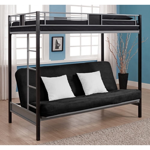 Silver Screen Twin Over Futon Bunk Bed Black Gunmetal Gray Silver Screen Twin Over Futon Bunk Bed Black Gunmetal Gray