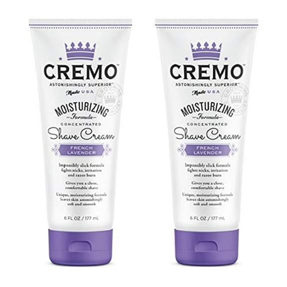 Cremo French Lavender Moisturizing Shave Cream Astonishingly Superior Shaving Cream For Women Fights Nicks Cuts and Razor Burn 6 Fluid Ounces 2 Pack