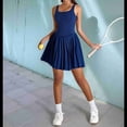 thumbnail image 4 of Falda Plisada para Yoga, Correr, Fitness, Tenis, Azul Marino, Talla L, 4 of 7