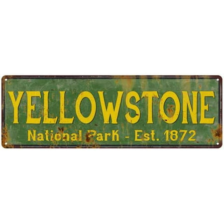Yellowstone National Park Rustic Metal 8x24 Sign Cabin Wall Decor 108240057032