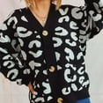 thumbnail image 7 of Cardigans Women Trendy Loose Casual Leopard Print Long Sleeve V Neck Knit Sweater Outfits Clothes, 7 of 7
