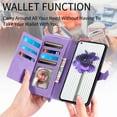 thumbnail image 3 of Feishell Case for Nothing Phone 1, Embossed Card Slots Retro Leather Wallet Shockproof Flip Cover with Hand Strap Card Slots Zipper Pocket Kickstand Handbag Magnetic Closure, Purple, 3 of 7
