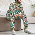 thumbnail image 7 of Susaid Watercolor Flowers Print Men's Long Sleeve Pajama Set, Two-Piece Button-Down Loungewear PJs Set, Comfortable Sleepwear for Relaxation-Large, 7 of 7